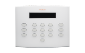 FoxSec white LCD keypad with numerical interface for security system contro