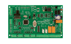 FSAC V7.3 security control board with battery, relays, and data communication interfaces.